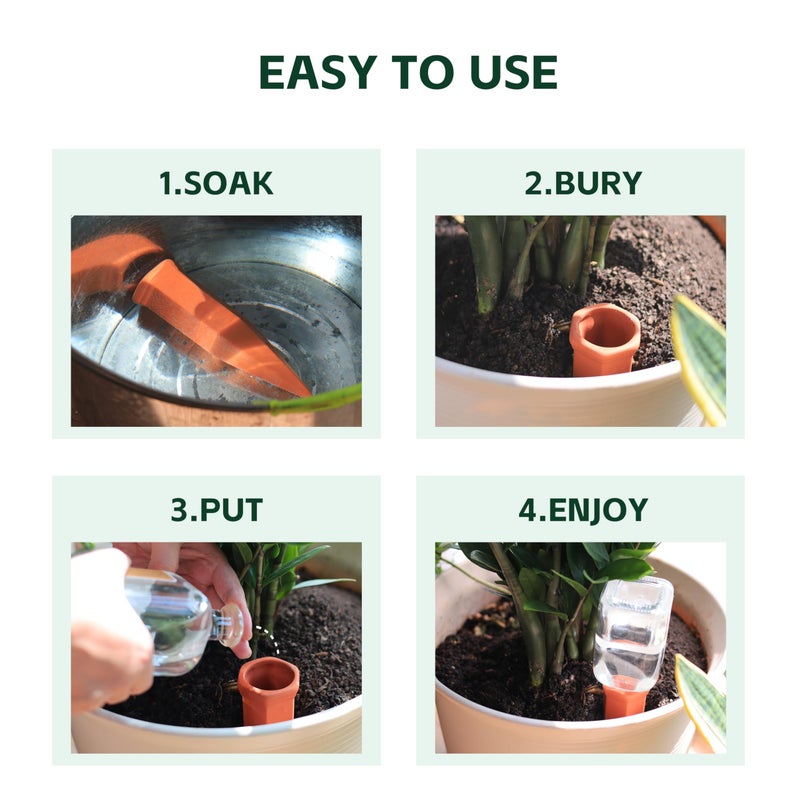 Soilagua Large Terracotta Plant Watering Spikes  Automatic Plant Waterer Outdoor | Indoor Use  Vacation Clay Watering Devices System  Slow Release Self Watering Planter Insert  6 Pack - Image 5